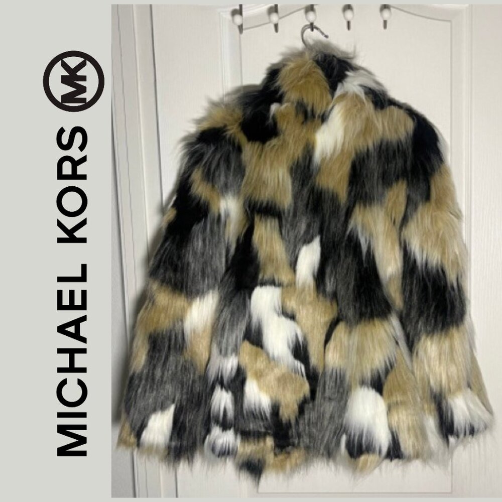 Michael Kors Faux Fur Coat – Multi-Tone Luxe Statement